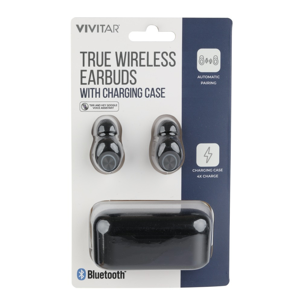 SAKAR INTERNATIONAL, INC. NIL8003-BLK-STK-24 Vivitar True Wireless Bluetooth Earbuds, Black