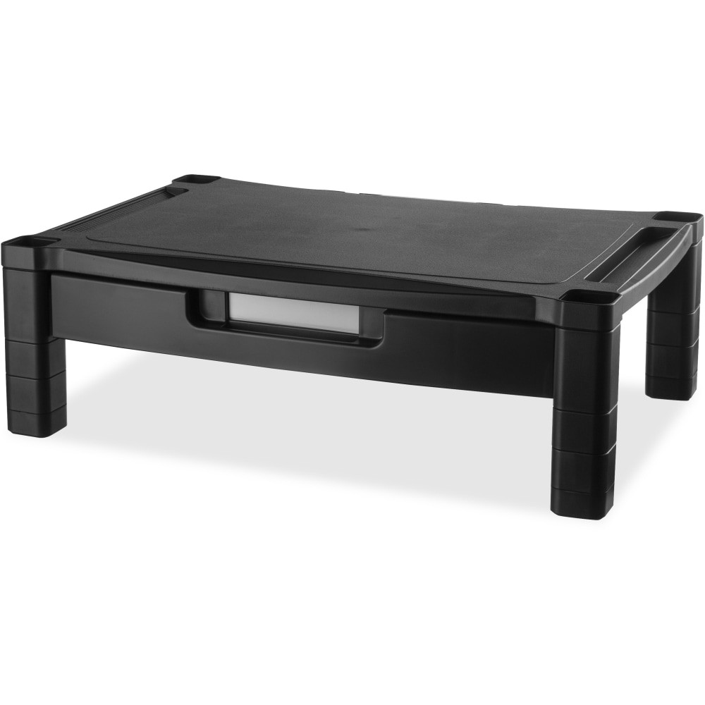 KANTEK INC. MS520 Kantek Extra Wide Adjustable Monitor Laptop Stand with Drawer - 50 lb Load Capacity - 6in Height x 13.3in Width - Desktop - Plastic - Black