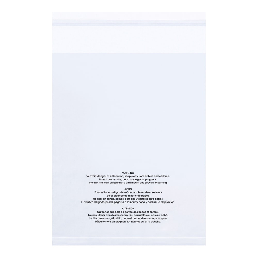 B O X MANAGEMENT, INC. PMR111415 Partners Brand 1.5 Mil Resealable Suffocation Warning Poly Bags, 11in x 14in, Clear, Case Of 1000