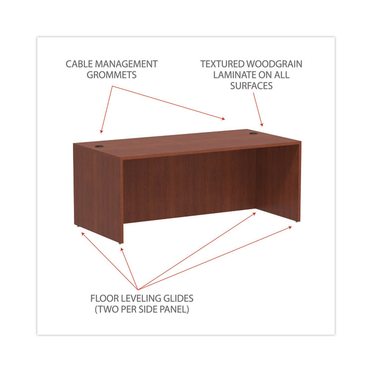 ALERA VA21-7236MC Alera Valencia Series Straight Front Desk Shell, 71" x 35.5" x 29.63", Medium Cherry