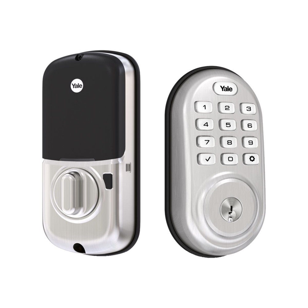 YALE SECURITY R-YRD216-NR-619 Yale Real Living YRD216 Assure Lock Push Button - Door lock - key, electronic - 5 pins - touch keypad - satin nickel