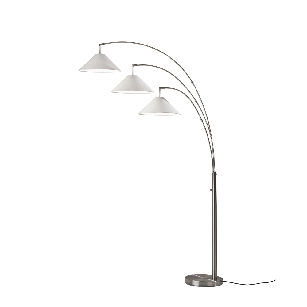 ADESSO INC 4137-22 Adesso Braxton 3-Arm Arc Lamp, 86inH, Brushed Steel/White