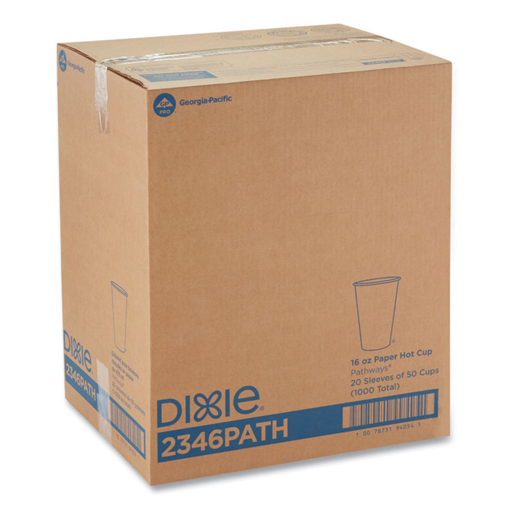 GEORGIA PACIFIC Dixie® 2346PATH Pathways Paper Hot Cups, 16 oz, White/Brown, 50/Sleeve, 20 Sleeves/Carton