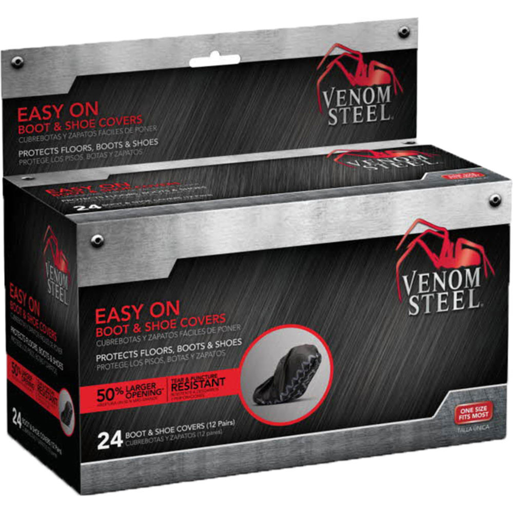 MEDLINE INDUSTRIES, INC. VEN24200N Medline Venom Steel Boot & Shoe Covers, Black, Pack Of 24 Covers
