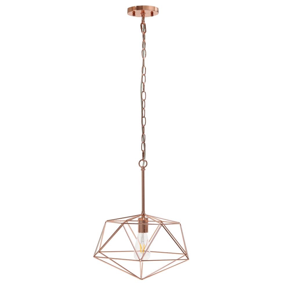 ALL THE RAGES INC Lalia Home LHP-3003-RG  Metal Wire Paragon Hanging Ceiling Pendant Fixture, 16inW, Rose Gold