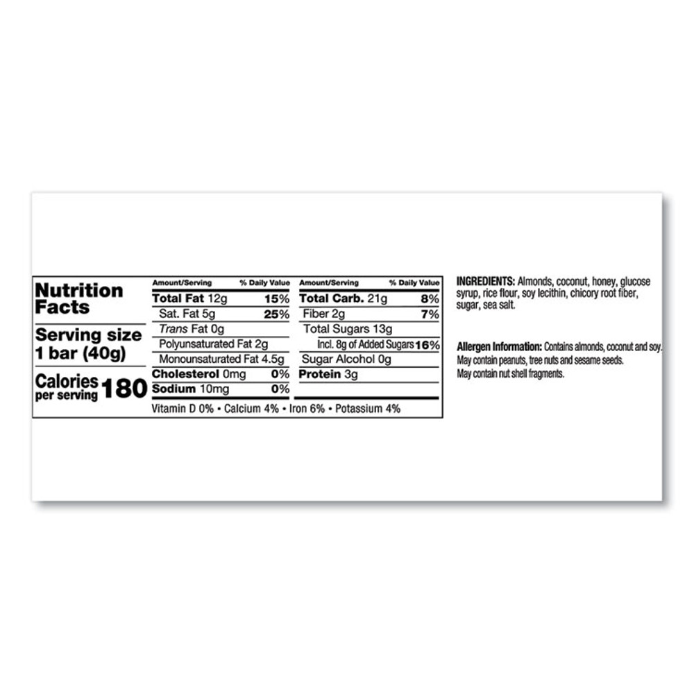 KIND LLC 17828 Fruit and Nut Bars, Almond and Coconut, 1.4 oz, 12/Box