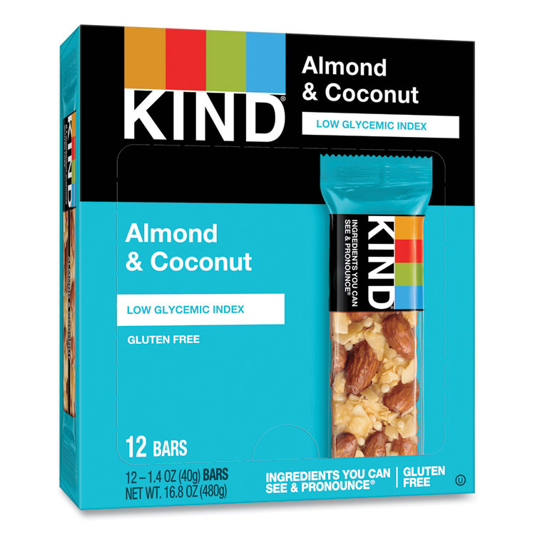 KIND LLC 17828 Fruit and Nut Bars, Almond and Coconut, 1.4 oz, 12/Box