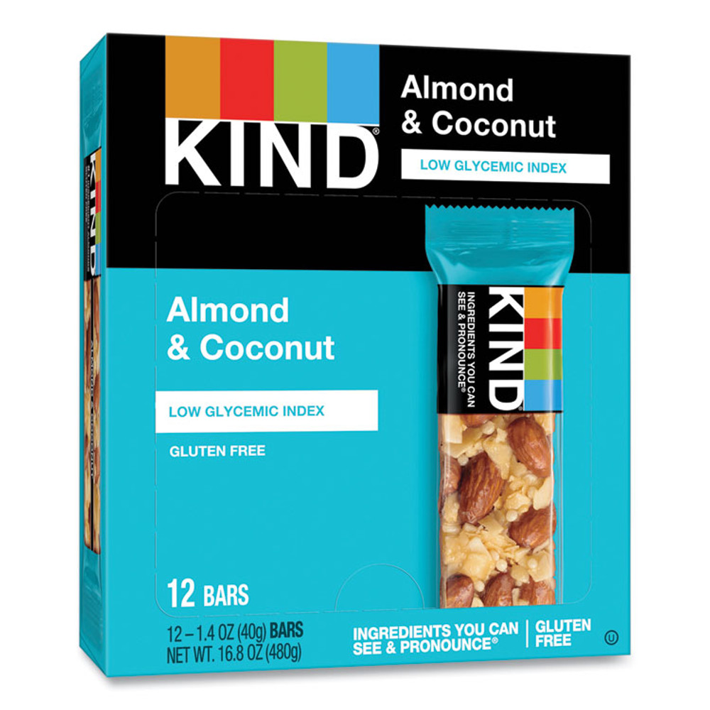 KIND LLC 17828 Fruit and Nut Bars, Almond and Coconut, 1.4 oz, 12/Box