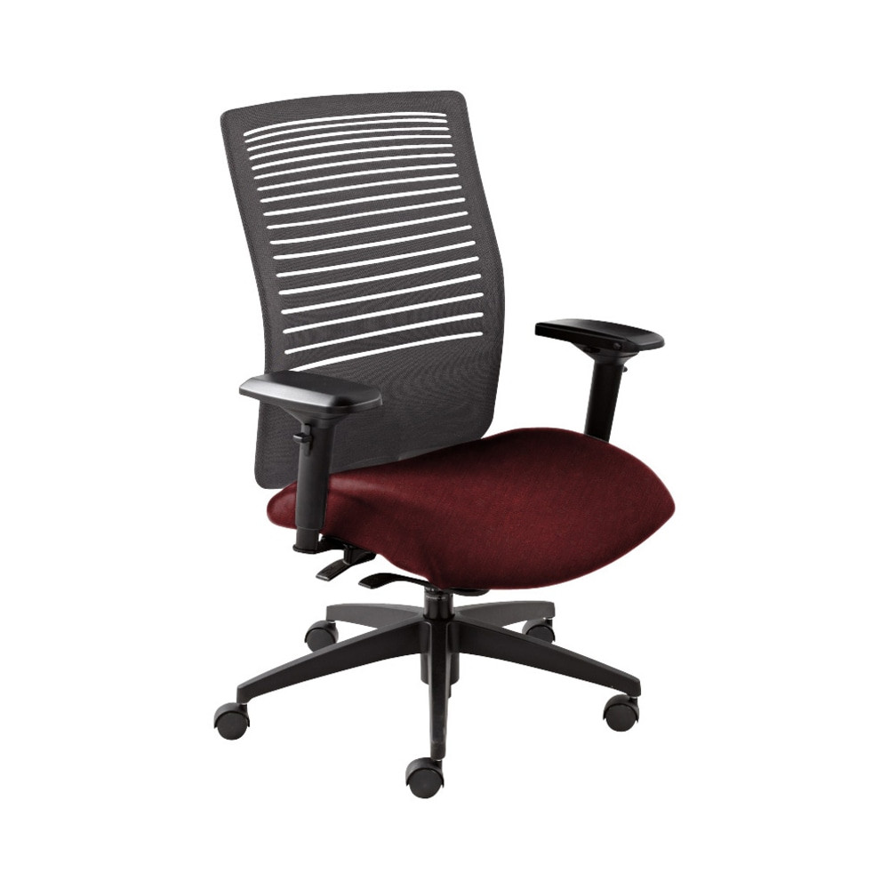 Global QS2662-8G5BK-UR10*  Loover Weight-Sensing Synchro Chair, Mid-Back, 39inH x 25 1/2inW x 24inD, Red Rose/Black