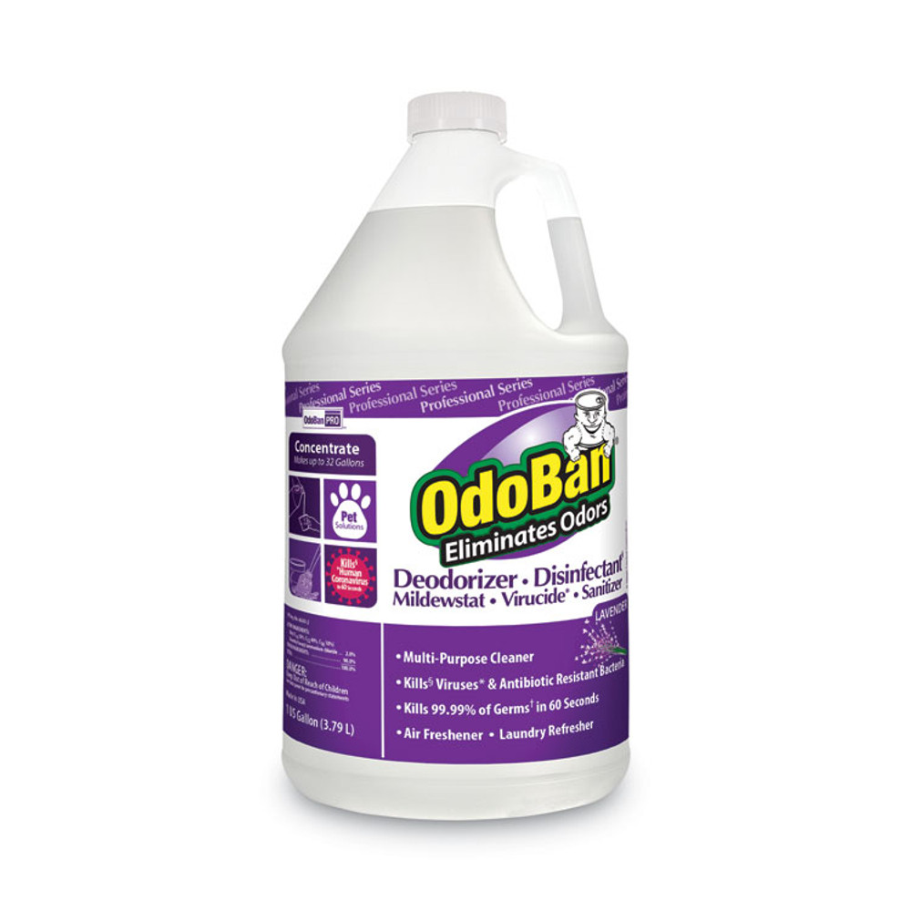 CLEAN CONTROL CORPORATION OdoBan® 911162-G4 Concentrate Odor Eliminator and Disinfectant, Lavender Scent, 1 gal Bottle, 4/Carton