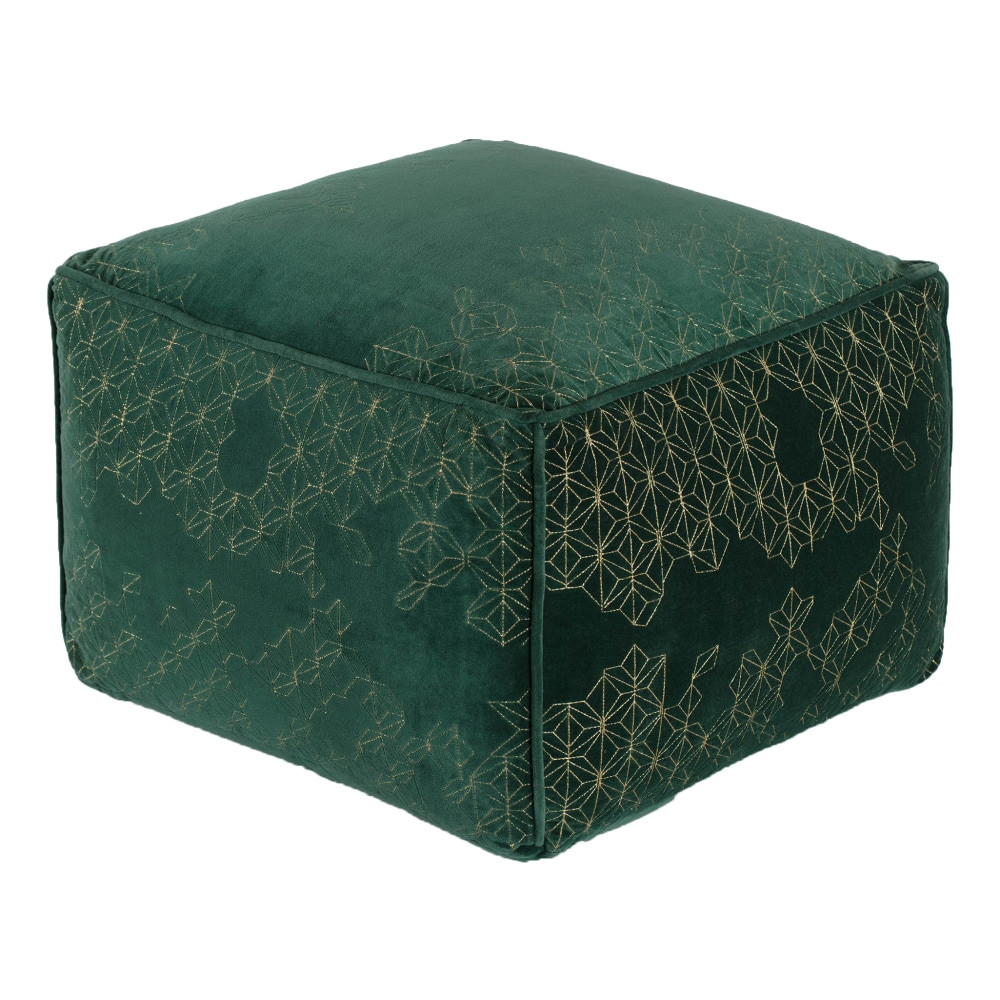 GFH ENTERPRISES INC. AMBPF006-2014 Anji Mountain Village Pouf Ottoman, Green/Gold