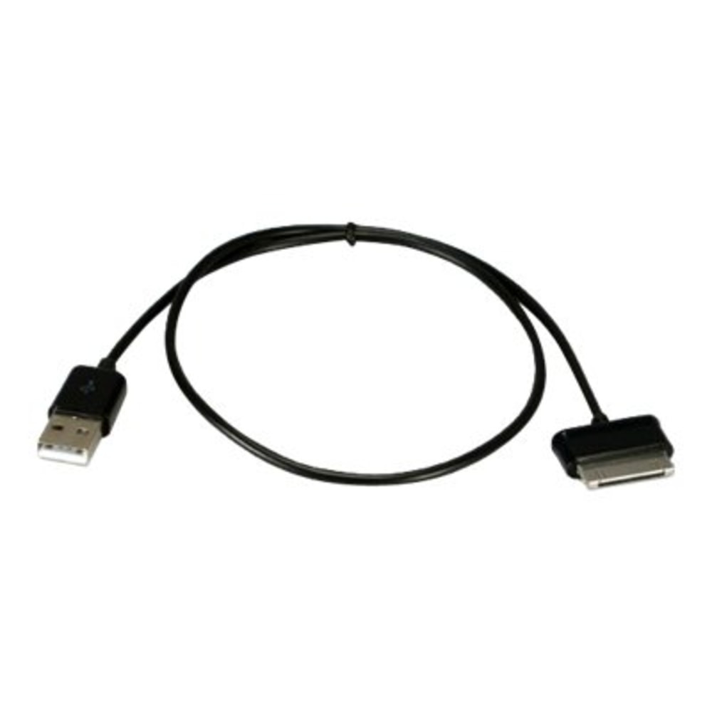 QVS, INC. QVS AST-2M  - Charging / data cable - USB male to Samsung 30-pin Dock Connector male - 6.6 ft - black - for Samsung Galaxy Tab 10.1, Tab 10.1N, Tab 10.1V, Tab 2, Tab 7.0, Tab 7.7, Tab 8.9