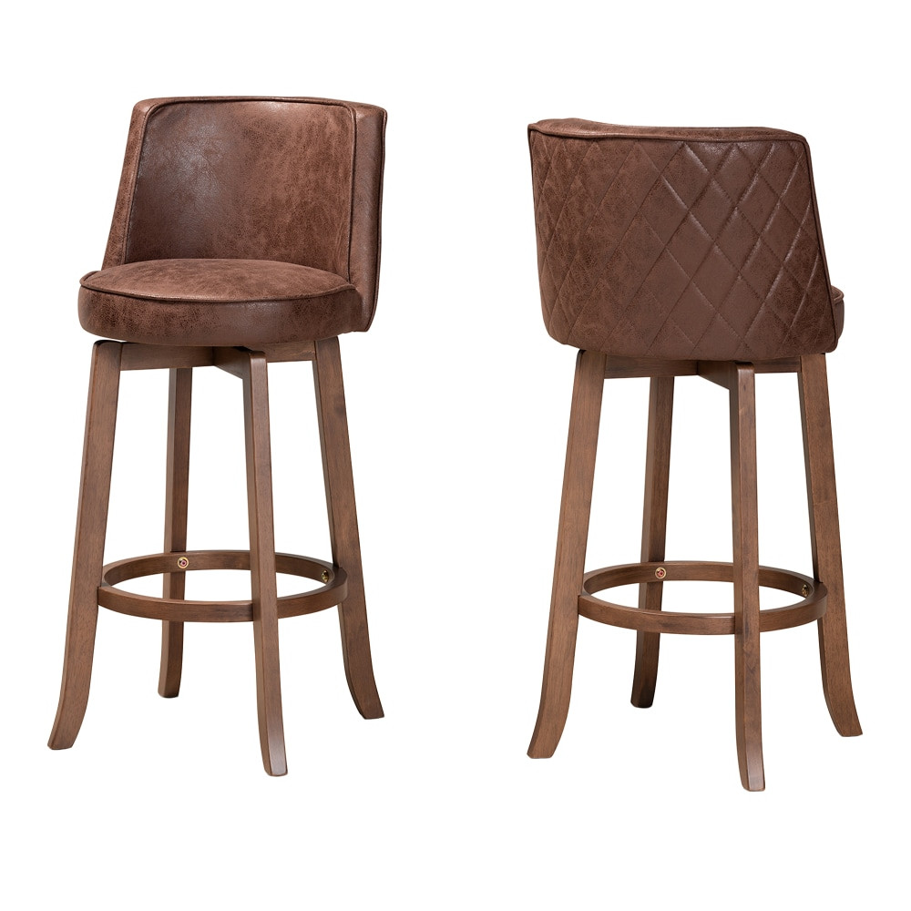 WHOLESALE INTERIORS, INC. 2721-11792 Baxton Studio Adams Bar Stools, Walnut Brown/Brown, Set Of 2 Stools