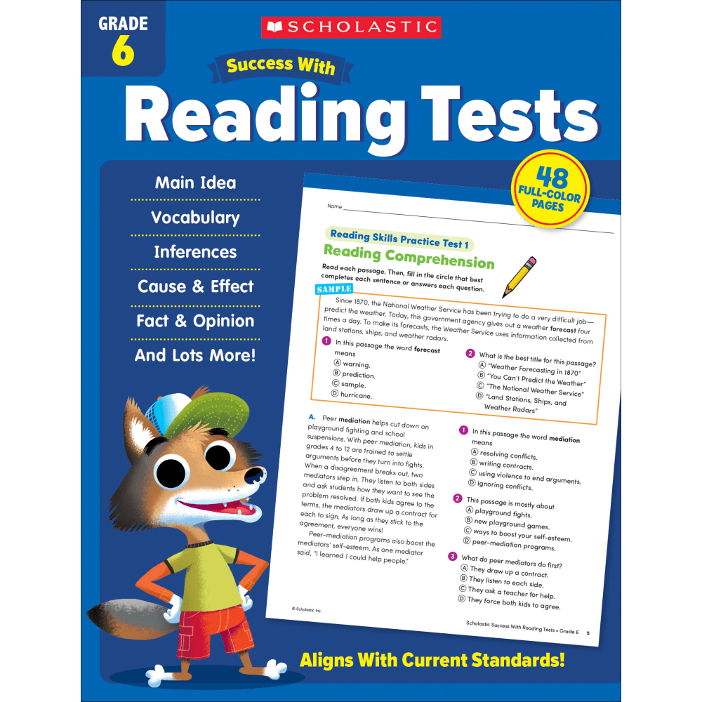 SCHOLASTIC TEACHER RESOURCES Scholastic 9781338798678  Success With Reading Tests, Grade 6
