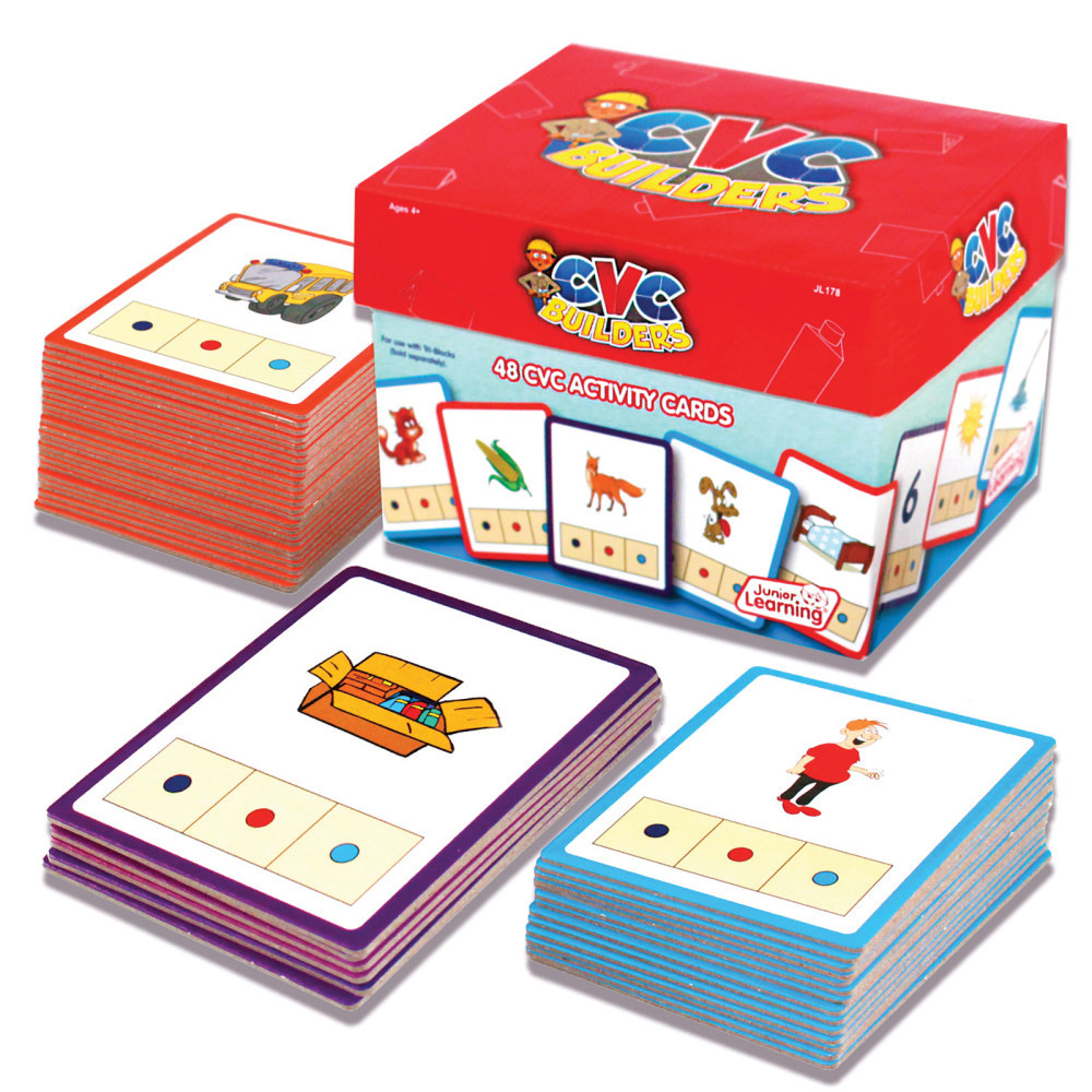 JUNIOR LEARNING, INC. Junior Learning JRL178  CVC Builders Activity Cards, Grades K-1, Set Of 48 Cards