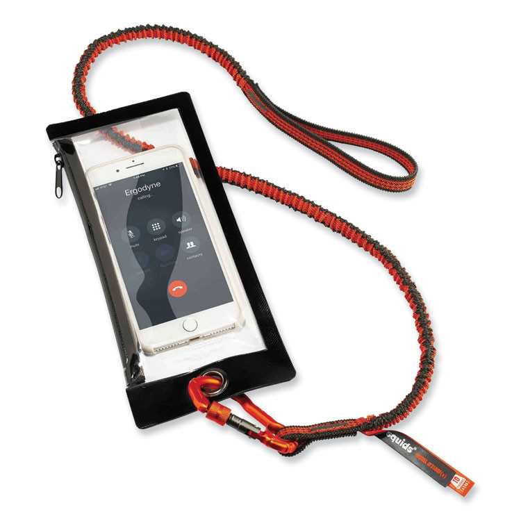 TENACIOUS HOLDINGS, INC. ergodyne® 19802 Squids 3100F(x) Tool Lanyard with Aluminum Carabiner + Loop, 10 lb Max Working Capacity, 38" to 48" Long, Orange/Gray