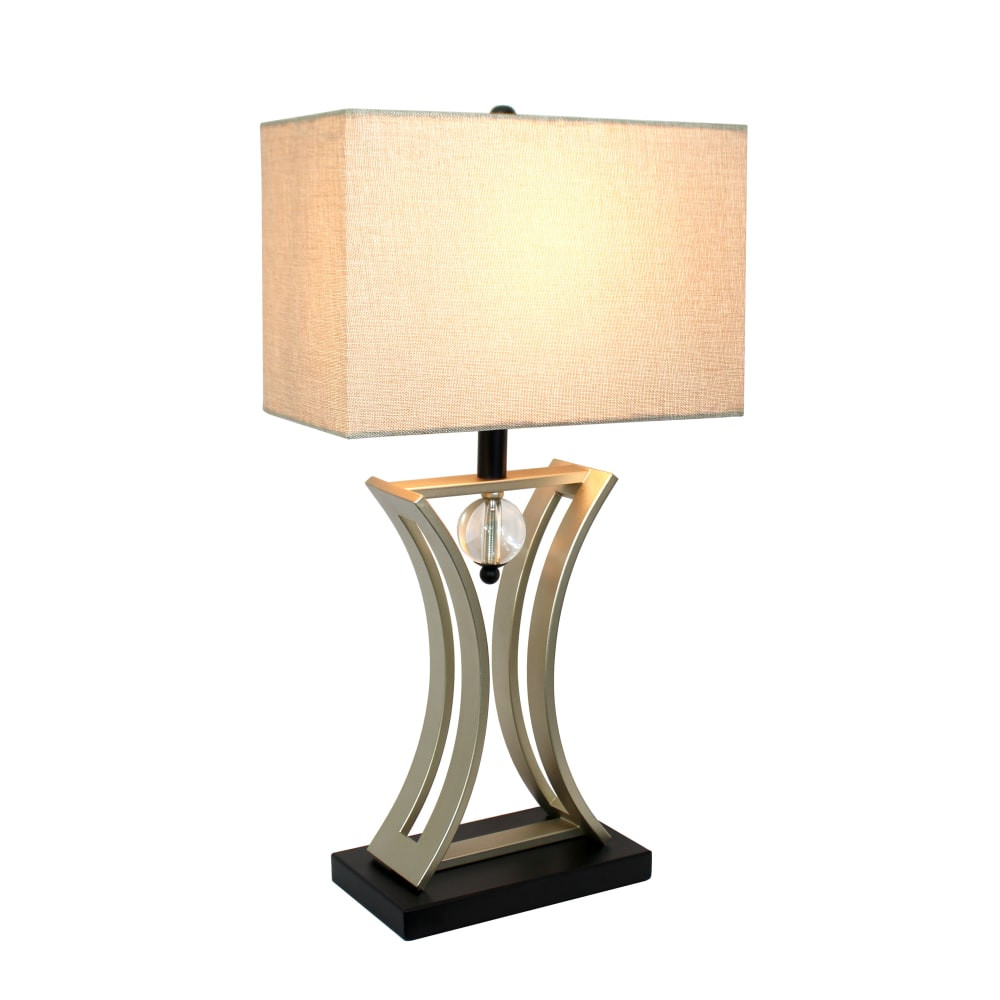 ALL THE RAGES INC LT2001-CHR Elegant Designs Executive Business Table Lamp, 28 1/4inH, Beige Shade/Brushed Nickel Base