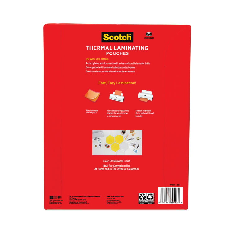 3M/COMMERCIAL TAPE DIV. Scotch™ TP5854100 Laminating Pouches, 5 mil, 9" x 11.5", Gloss Clear, 100/Pack