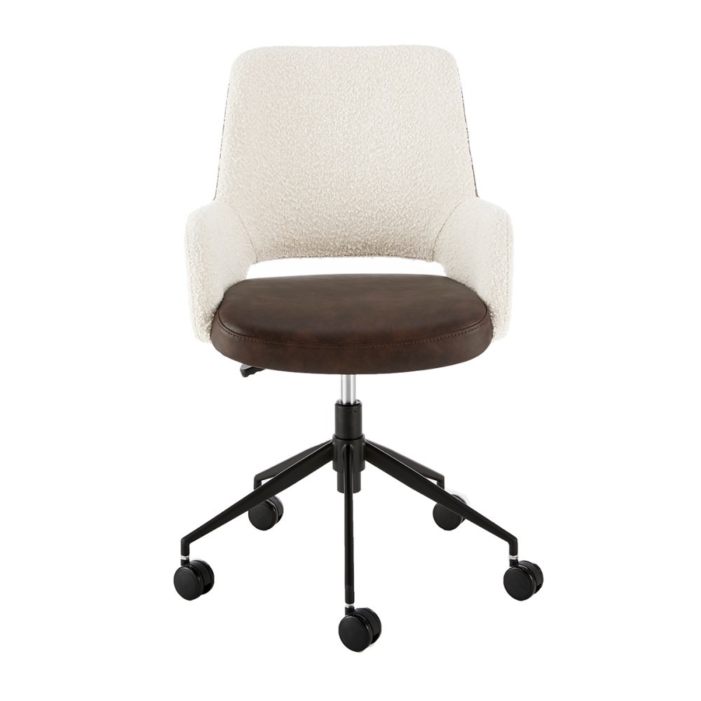 EURO STYLE, INC. Eurostyle 30483-IVRY  Desi Fabric Mid-Back Office Chair, Ivory/Matte Black