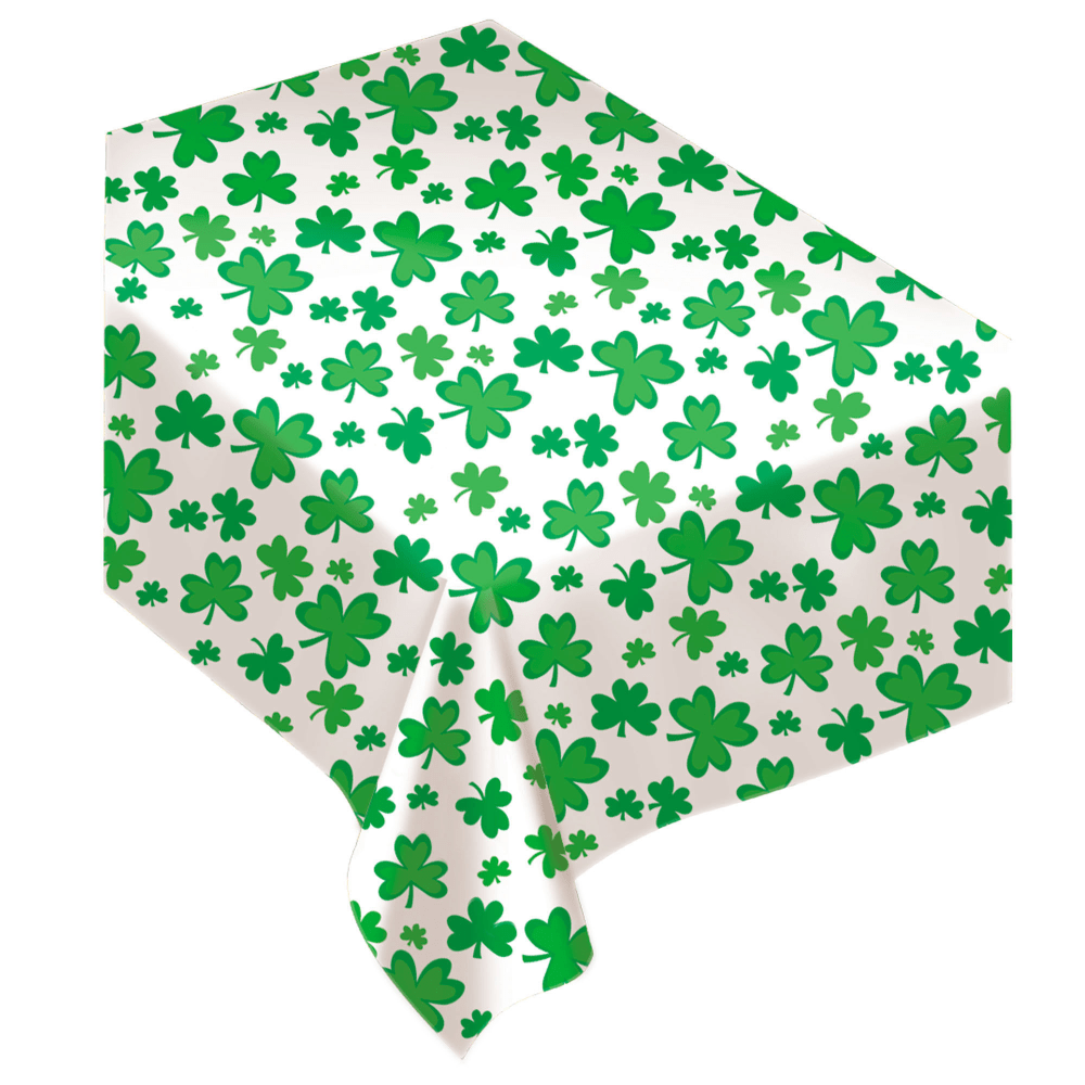 AMSCAN CO INC Amscan 579255.90  St. Patricks Day Shamrocks Flannel-Backed Vinyl Table Covers, 54in x 90in, Green, Pack Of 2 Table Covers