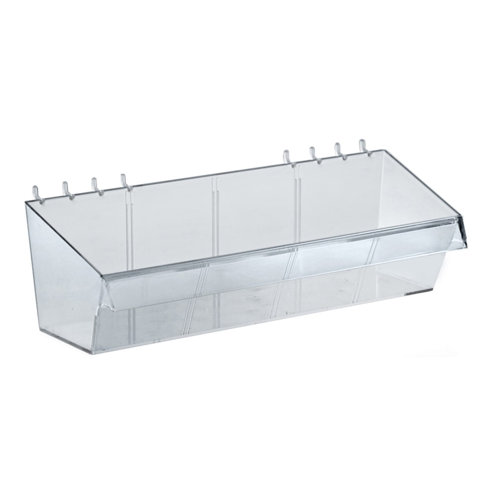 AZAR DISPLAYS 556114  Divider Bins, Small Size, 4in x 13in x 4in, Clear, Pack Of 4