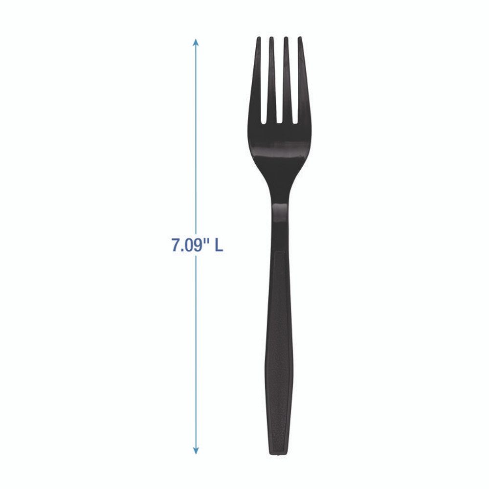 BOARDWALK FORKHWPPBLA Heavyweight Polypropylene Cutlery, Fork, Black, 1000/Carton