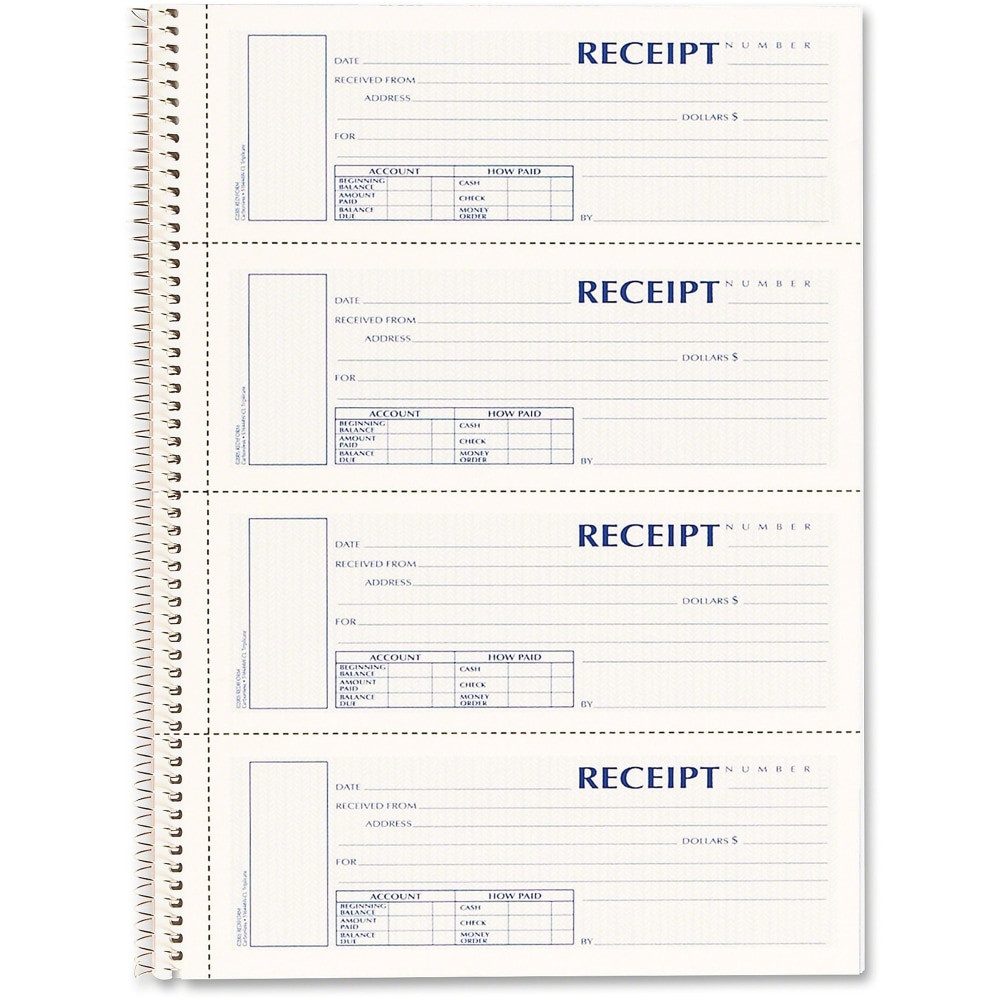 REDIFORM, INC. Rediform S16444WCL  Wirebound Money Receipt Book, 3-Part, Carbonless, 2 3/4in x 7in, Set Of 120