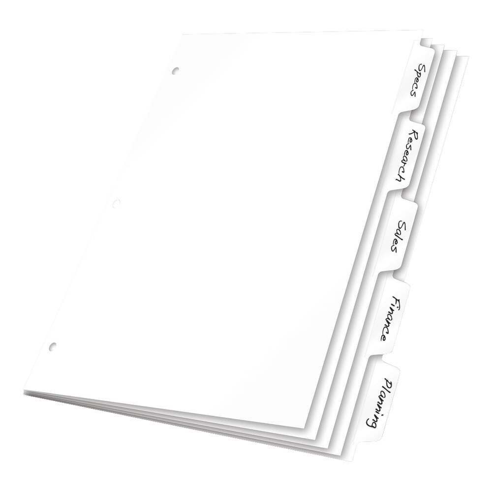 CARDINAL BRANDS, INC 60506 Cardinal Write N Erase Tab Dividers, 5-Tab, White