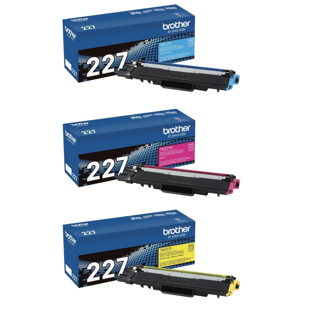 BROTHER INTL CORP TN227CMY-OD Brother TN227 Cyan; Magenta; Yellow High Yield Toner Cartridges, Pack Of 3, TN227CMY-OD