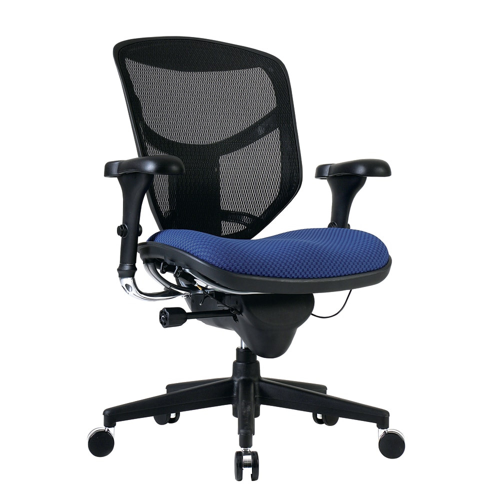 OFFICE DEPOT VQUANTUMAS908011 WorkPro Quantum 9000 Series Ergonomic Mesh/Premium Fabric Mid-Back Chair, Black/Royal, BIFMA Compliant