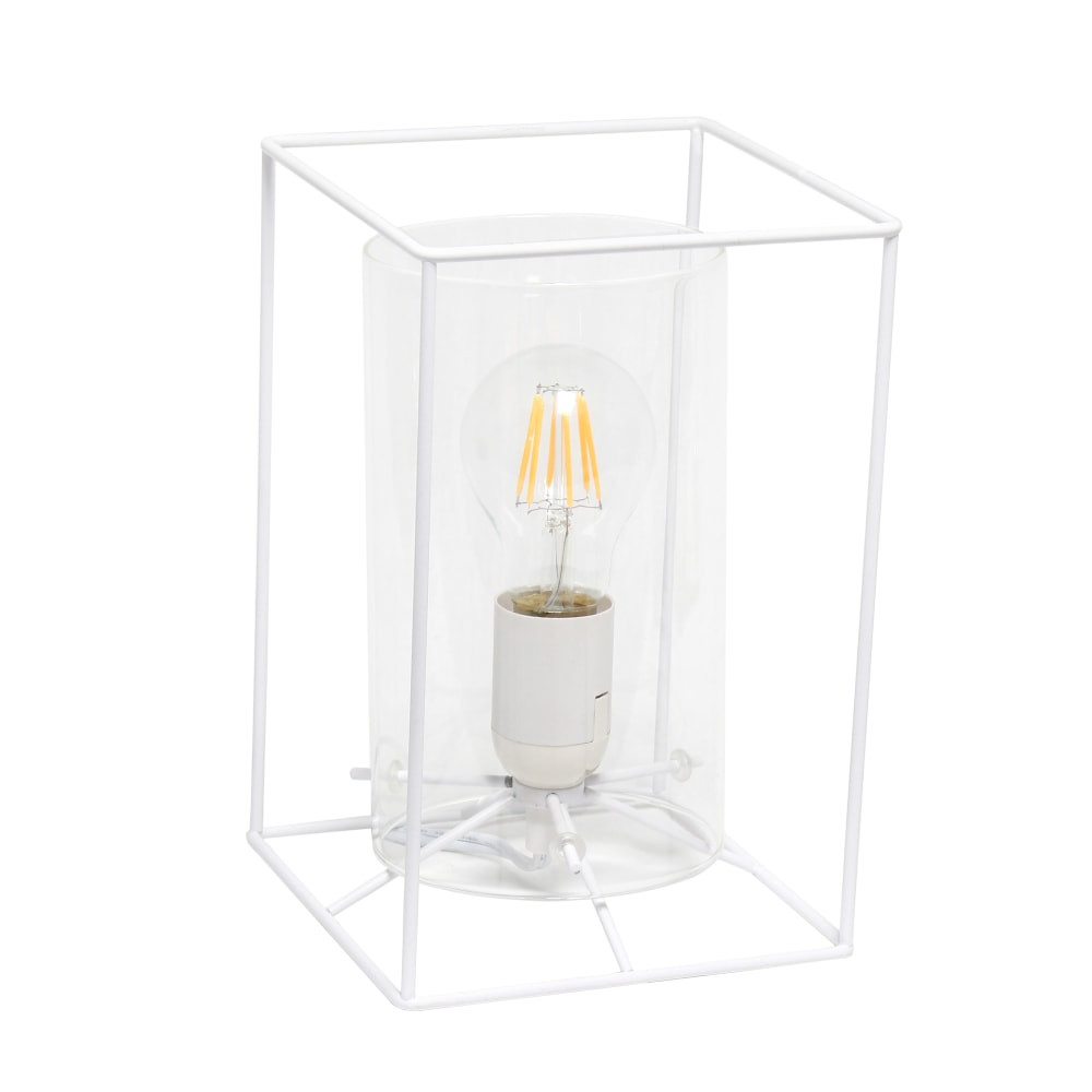 ALL THE RAGES INC LHT-5059-WH Lalia Home Metal Framed Table Lamp, 9inH, Clear Shade/White Base