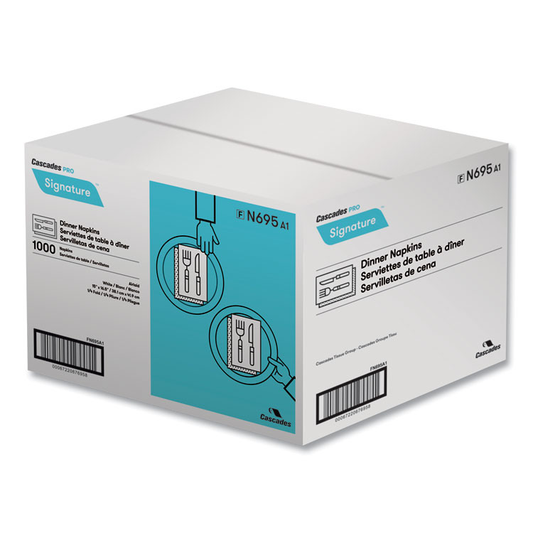 CASCADES TISSUE GROUP PRO N695 Signature Airlaid Dinner Napkins/Guest Hand Towels, 1-Ply, 15 x 16.5, White, 1,000/Carton