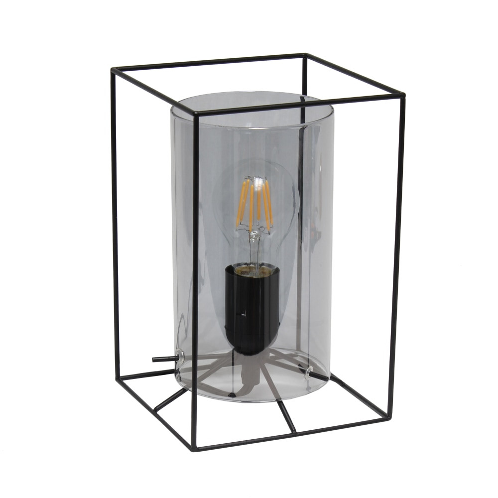 ALL THE RAGES INC LHT-5059-SM Lalia Home Metal Framed Table Lamp, 9inH, Smoky Shade/Black Base