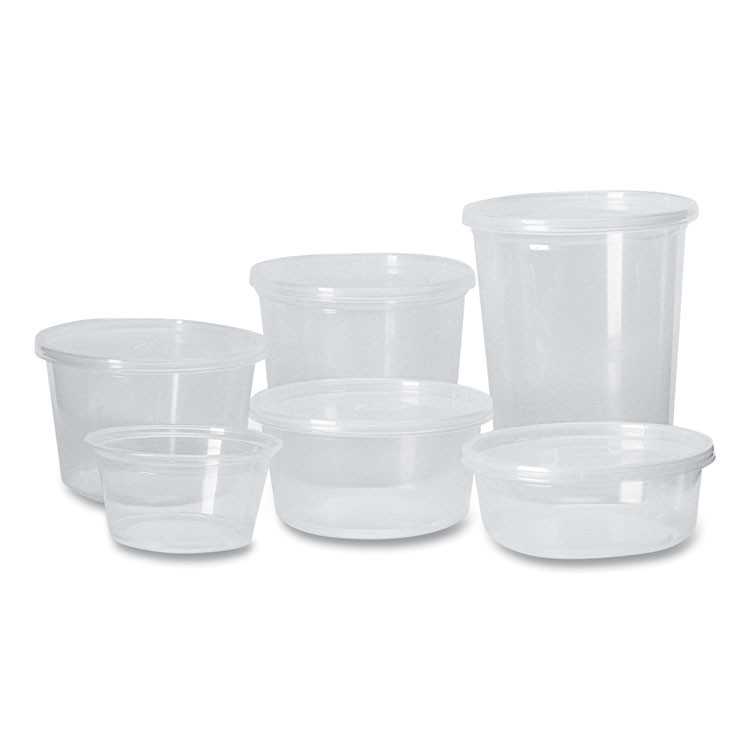 FABRI-KAL PK24TC Microwavable Deli Containers, 24 oz, 4.6" Diameter x 4.1" h, Clear, Plastic, 500/Carton