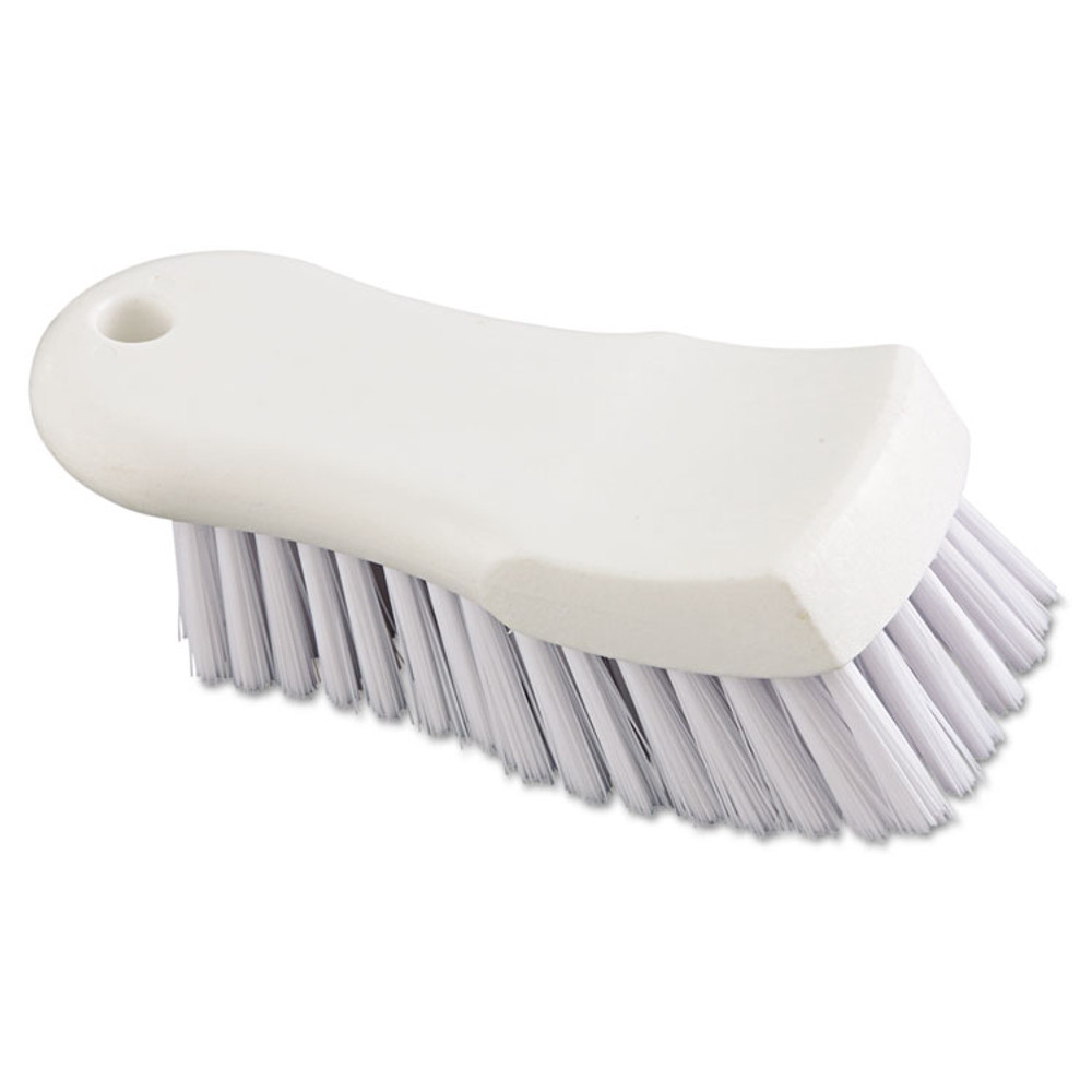 BOARDWALK FSCBWH Scrub Brush, White Polypropylene Bristles, 6" Brush, 6" Handle