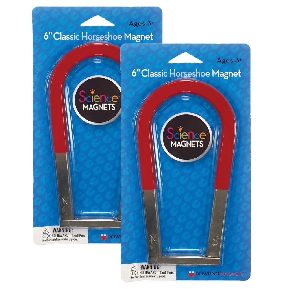 EDUCATORS RESOURCE Dowling Magnets DO-731023-2  Classic Horseshoe Magnets, 6in, Red, Pre-K to Grade 8, Pack Of 2 Magnets