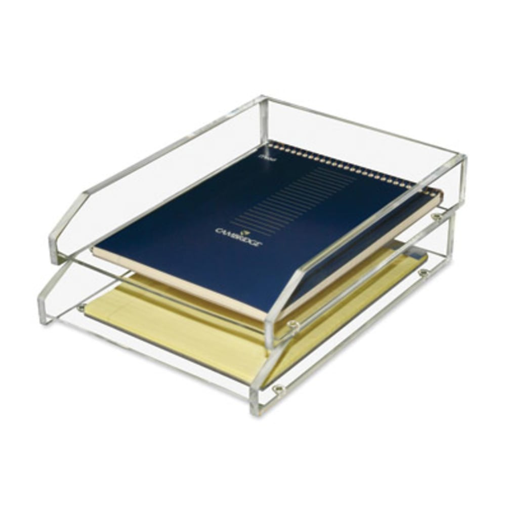 KANTEK INC. Kantek AD15  2-Tier Letter Trays, 2-1/2inH x 10-1/2inW x 13-3/4inD, Clear, Pack Of 2 Trays