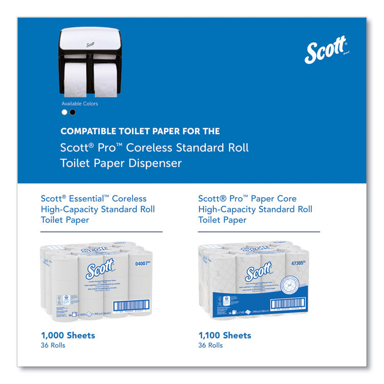 KIMBERLY-CLARK PROFESSIONAL Scott® 44517 Pro High Capacity Coreless SRB Tissue Dispenser, 11.25 x 6.31 x 12.75, White