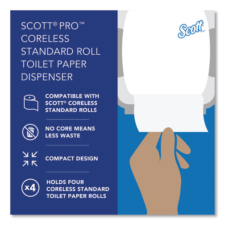 KIMBERLY-CLARK PROFESSIONAL Scott® 44517 Pro High Capacity Coreless SRB Tissue Dispenser, 11.25 x 6.31 x 12.75, White