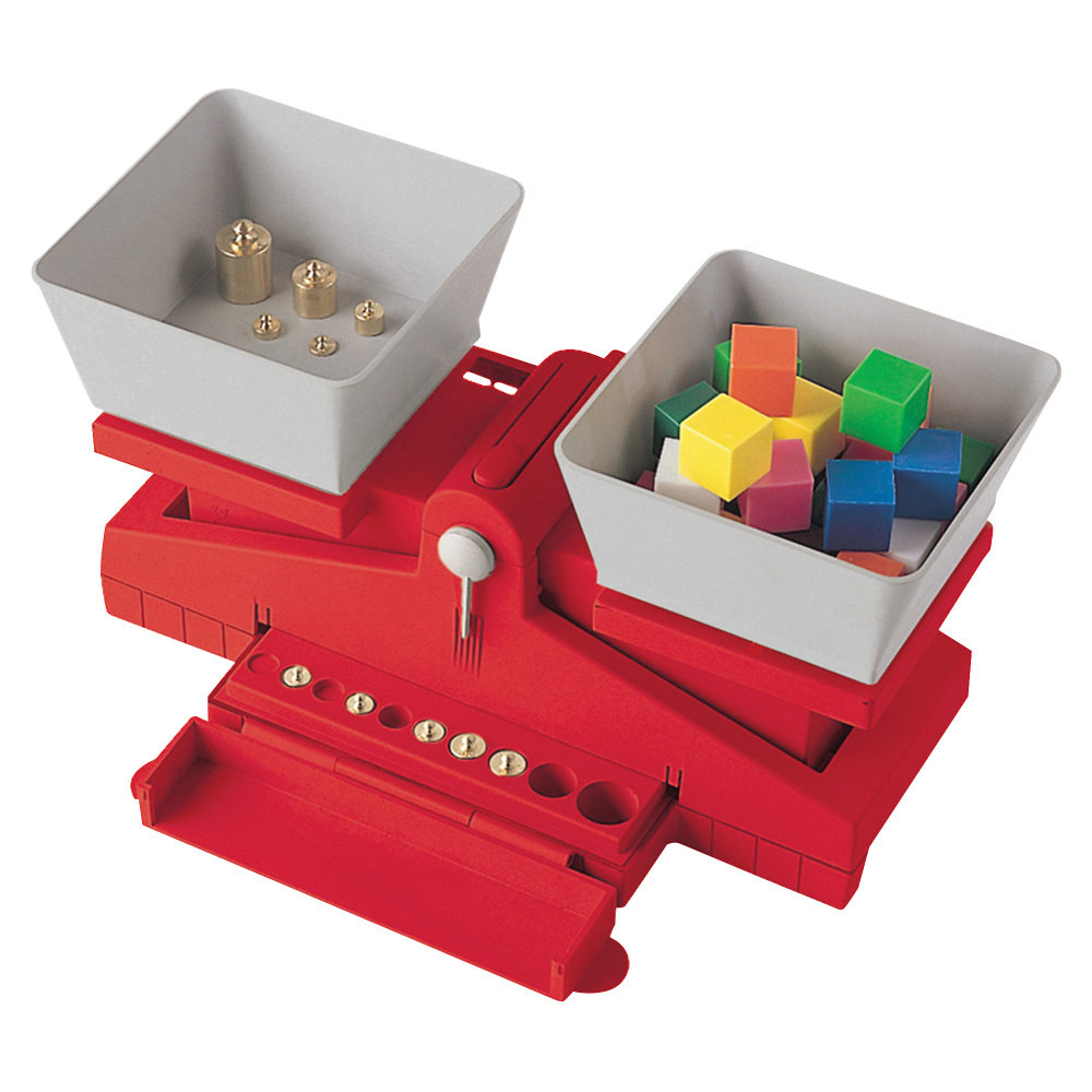 Learn mass and measurements with this classroom balance. Built-in storage space keeps all the weights nearby.  Includes 10 brass weights and 2 removable pans.  Helps students learn math and measurement concepts.  High-impact plastic promotes lasting use.  Zero adjustment knob and damping button aid in accurate measurements.  Deep pans offer a total capacity of 2,000 grams with +/- 0.5-gram accuracy.  Built-in case with Snap-Tight lid provides a secure place to store the weights.  Designed for ages 8 to 13.