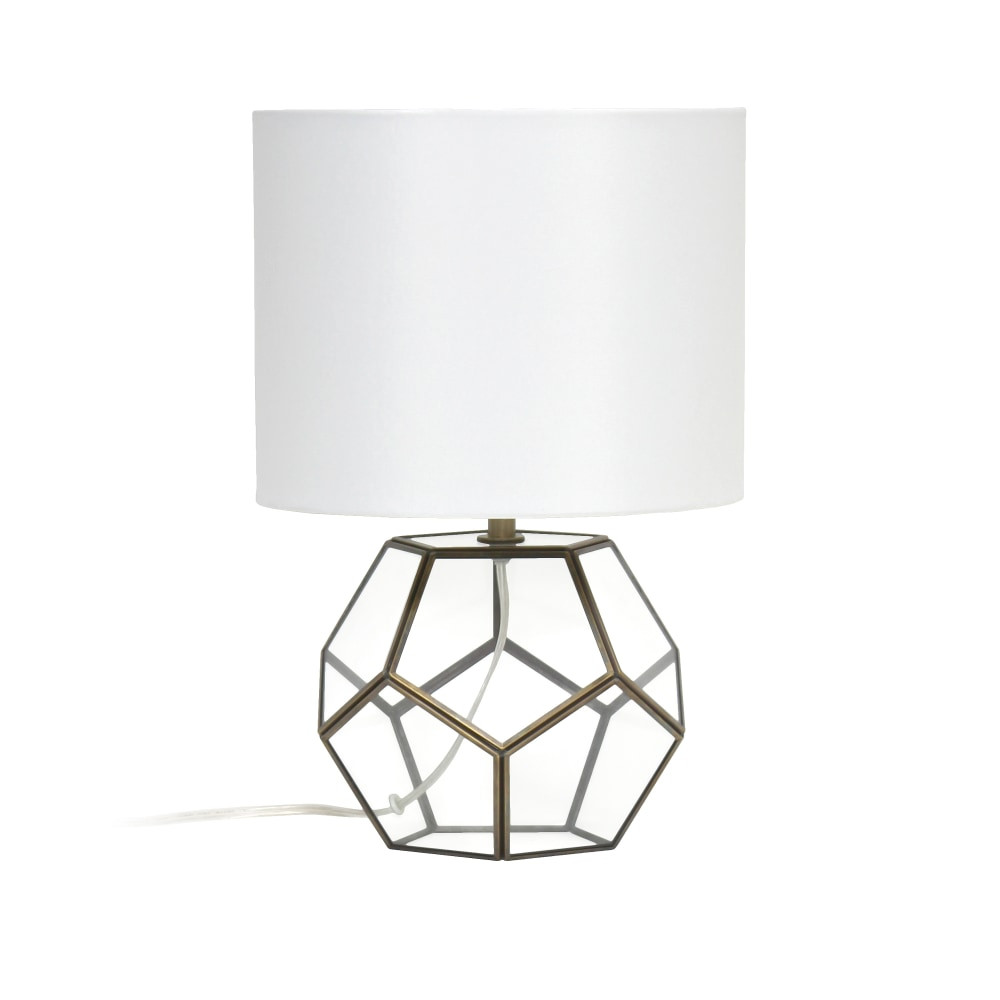 ALL THE RAGES INC Lalia Home LHT-4008-BR  Transparent Octagonal Table Lamp, 15-1/2inH, White Shade/Brass Base