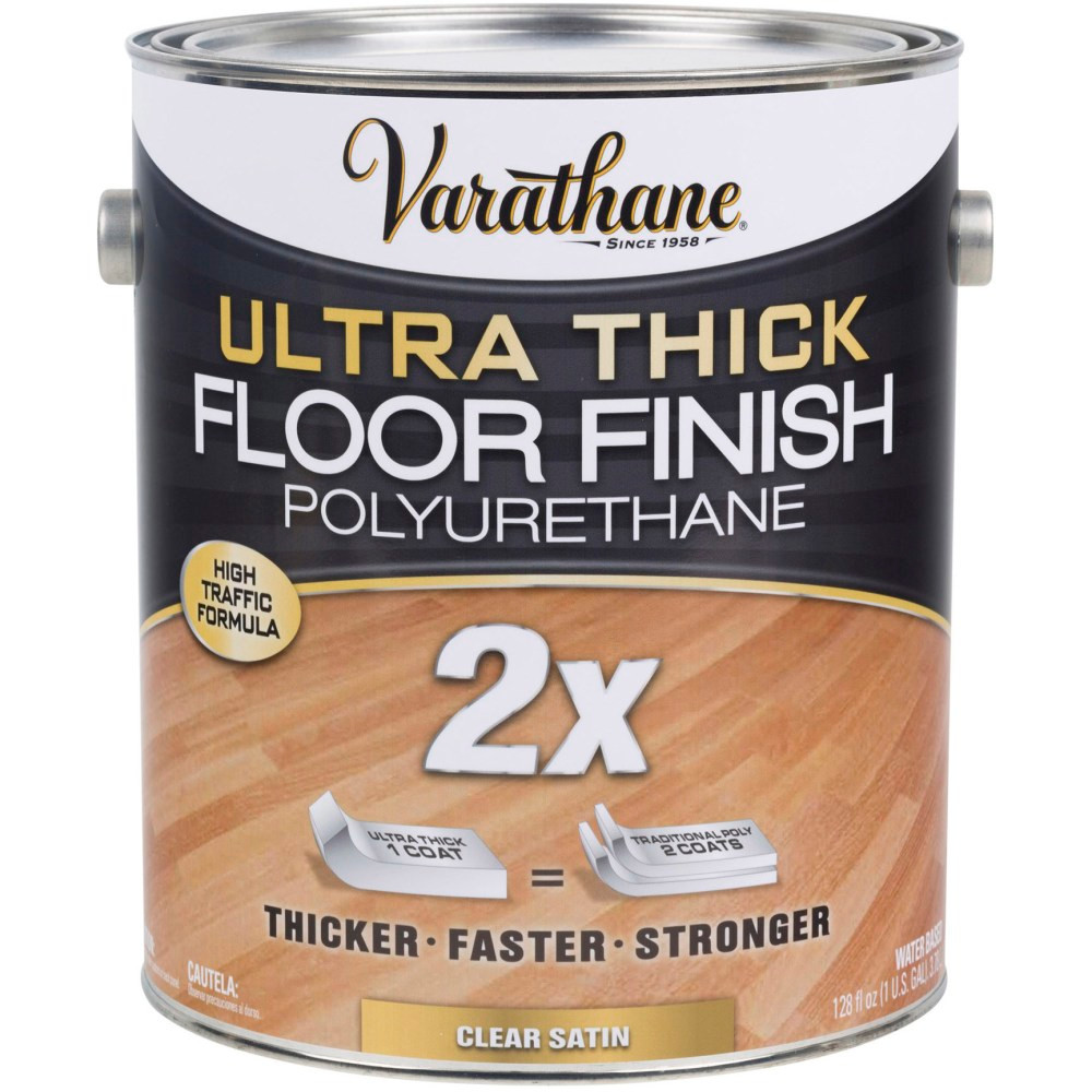 RUST-OLEUM CORPORATION 298274 Varathane Ultra Thick 2X Floor Finish Polyurethane, 1 Gallon, Clear Satin, Pack Of 2 Cans