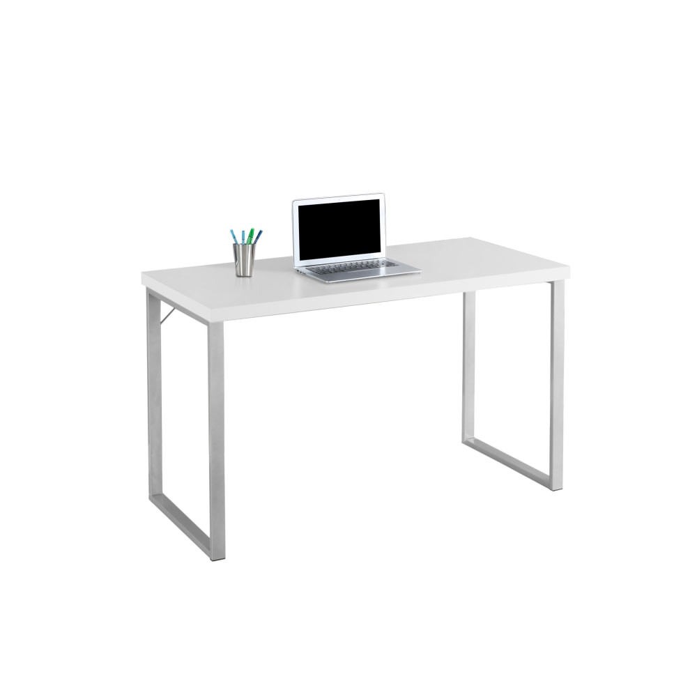 MONARCH PRODUCTS Monarch Specialties I 7154  Contemporary 48inW Computer Desk, White/Silver