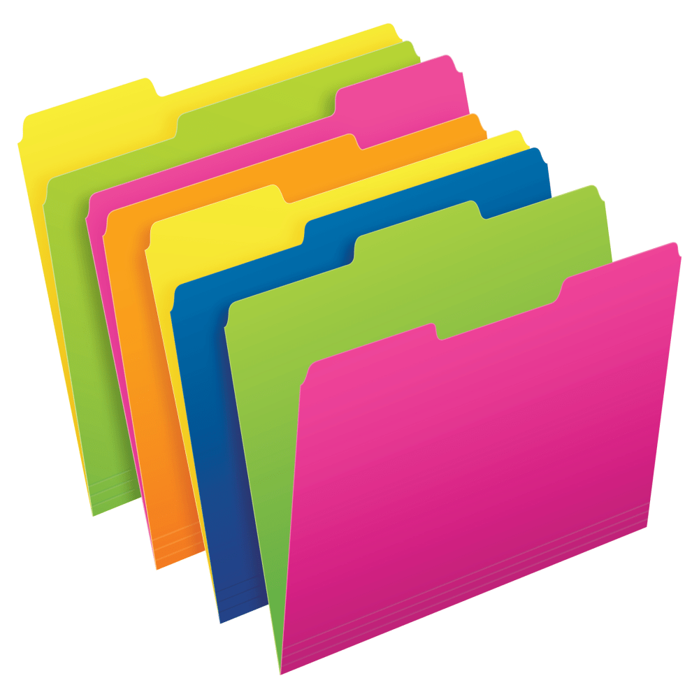 TOPS BRANDS Pendaflex 40527  Glow File Folders, Twisted Twin Tabs, 1/3 Cut, Letter Size, Assorted Colors, Pack Of 24