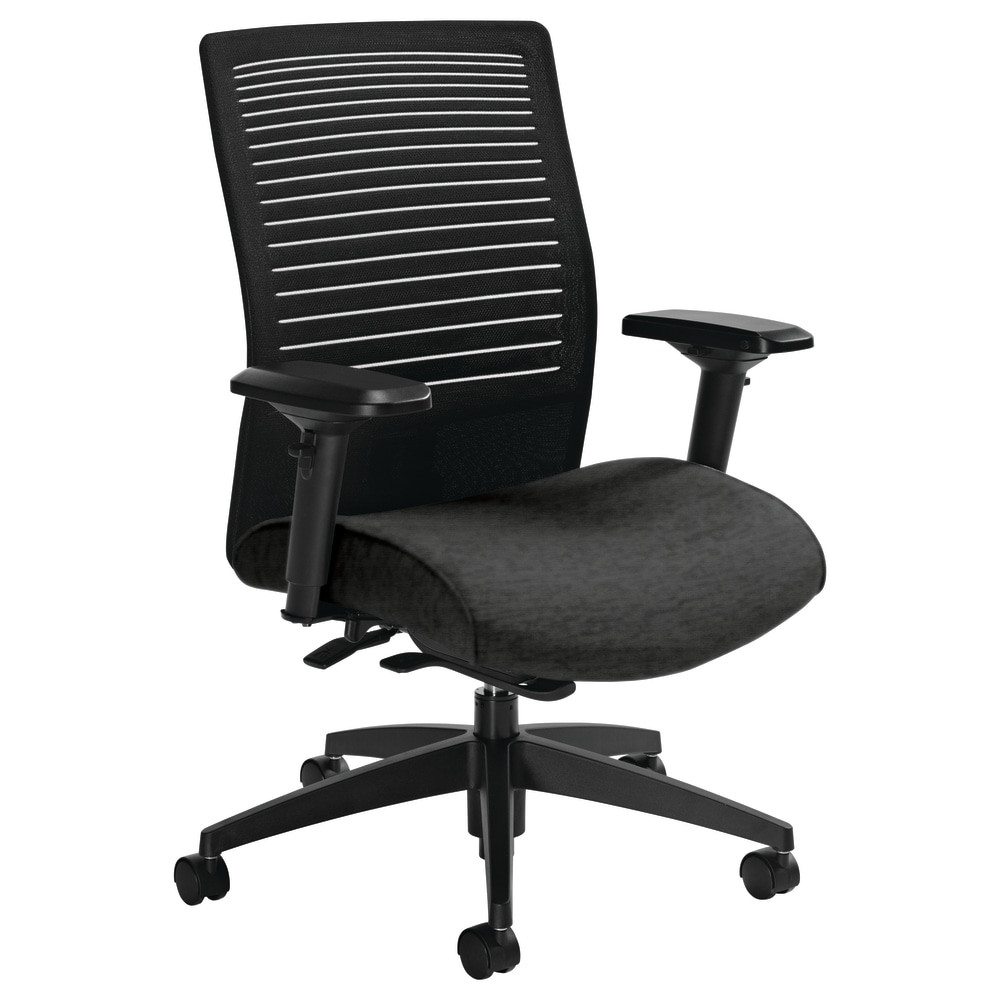 GLOBAL INDUSTRIES 2662-8BK-UR20+ Global Loover Mid-Back Weight-Sensing Synchro Chair, 39inH x 25 1/2inW x 24inD, Granite Rock/Black