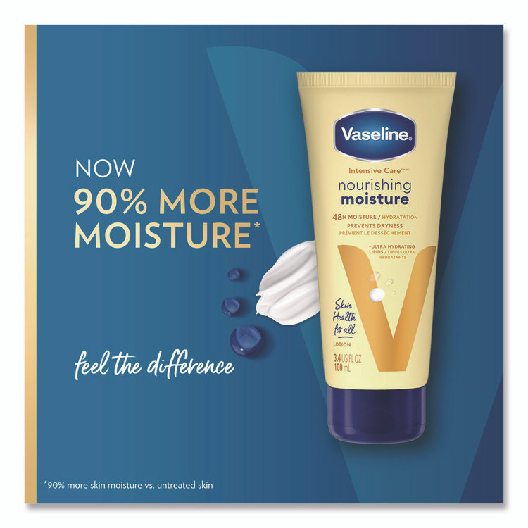 UNILEVER Vaseline® 04448CT Intensive Care Nourishing Moisture Body Lotion, 3.4 oz Squeeze Tube, 12/Carton
