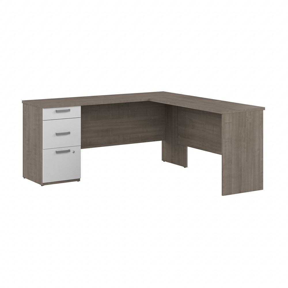 BESTAR INC. Bestar 152852-000144  Ridgeley 65inW L-Shaped Corner Desk With Storage, Silver Maple/Pure White