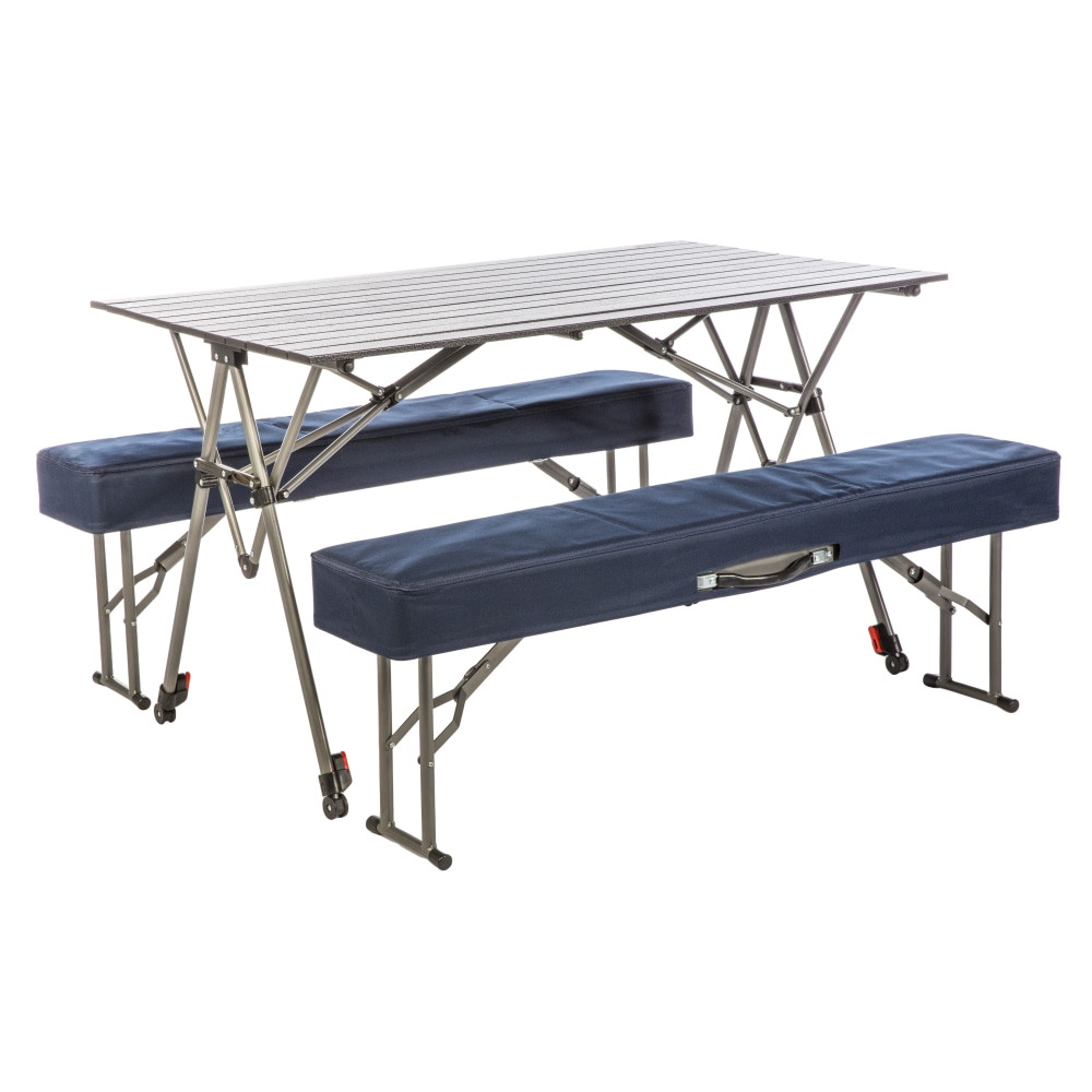 NATIONAL NUTRIENTS, INC. KSTB224 Kamp-Rite Kwik Set Table And Benches, 27-1/2inH x 27inW x 47inL, Blue