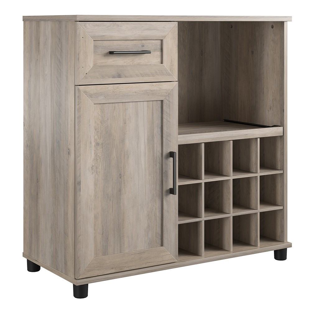 AMERIWOOD INDUSTRIES, INC. Ameriwood Home DE43627  Delany Bar Cabinet, 36inH x 35-11/16inW x 16-9/16inD, Brown
