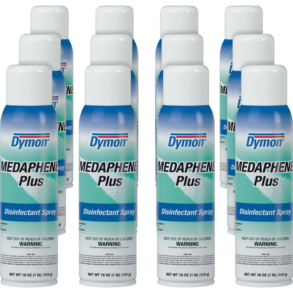 ITW DYMON Dymon 35720CT  Medaphene Plus Disinfectant Spray - Aerosol - 16 fl oz (0.5 quart) - Pleasant Scent - 12 / Carton - Aqua